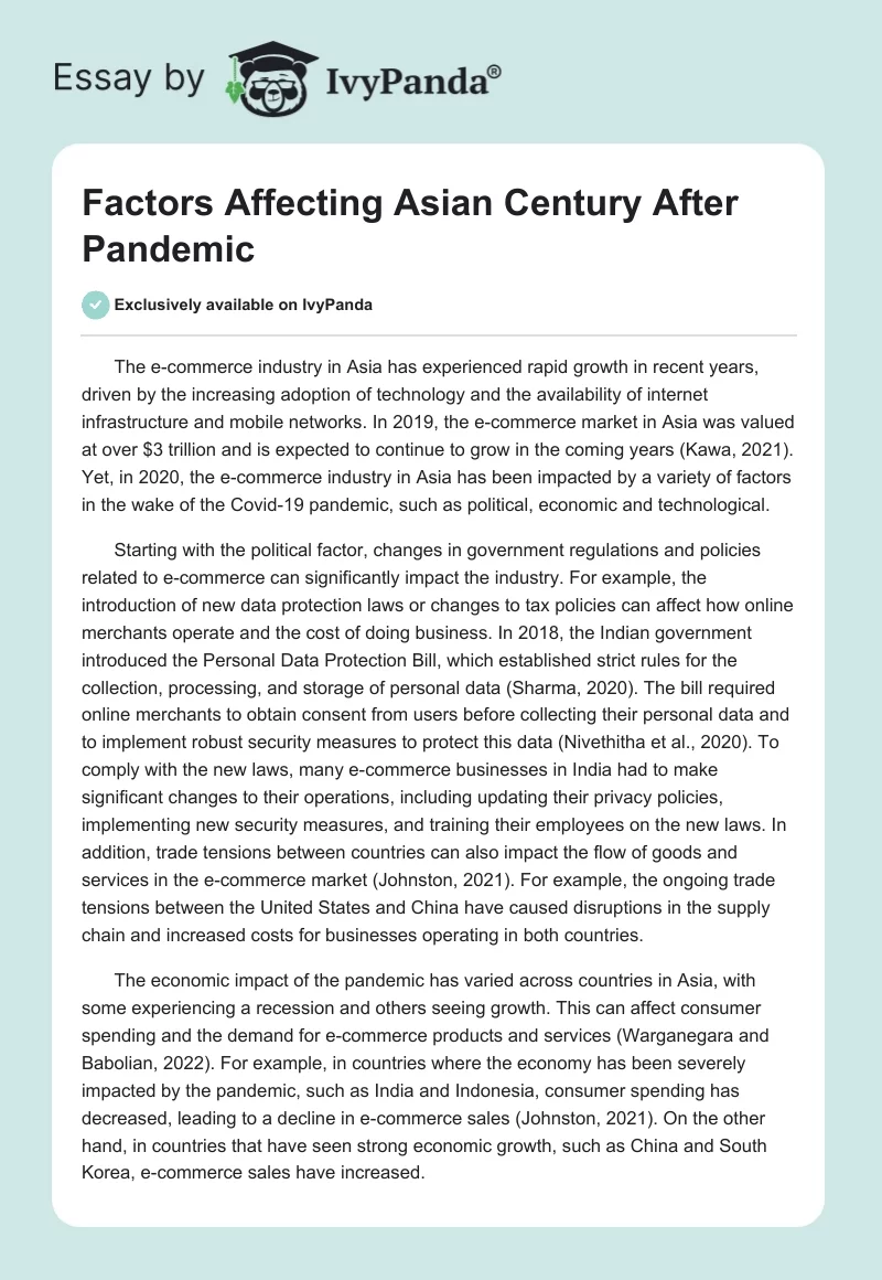 Factors Affecting Asian Century After Pandemic. Page 1