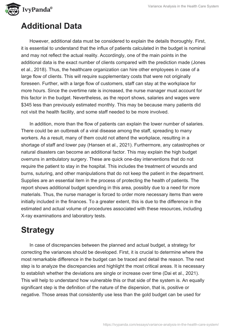 Variance Analysis in the Health Care System. Page 2