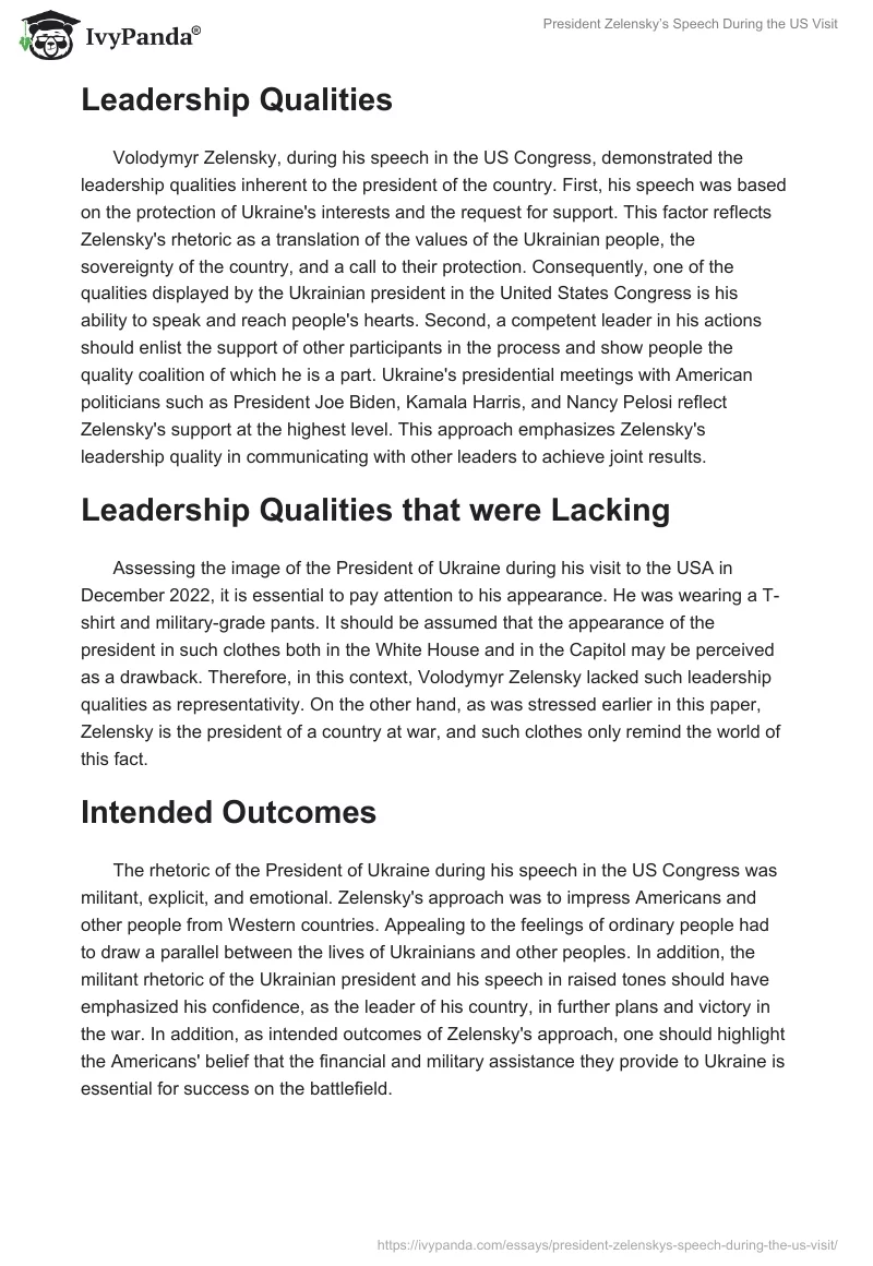 President Zelensky’s Speech During the US Visit. Page 2