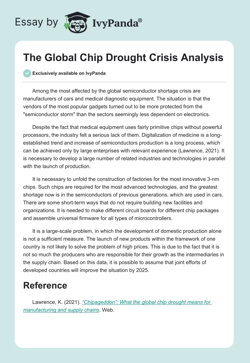 The Global Chip Drought Crisis Analysis. Page 1