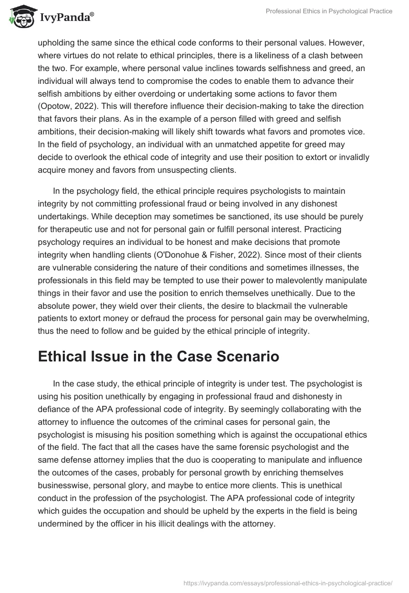 Professional Ethics in Psychological Practice. Page 2