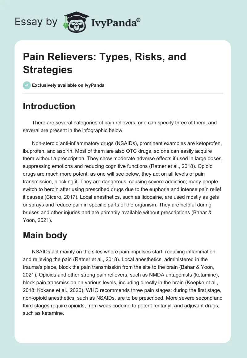 Pain Relievers: Types, Risks, and Strategies. Page 1