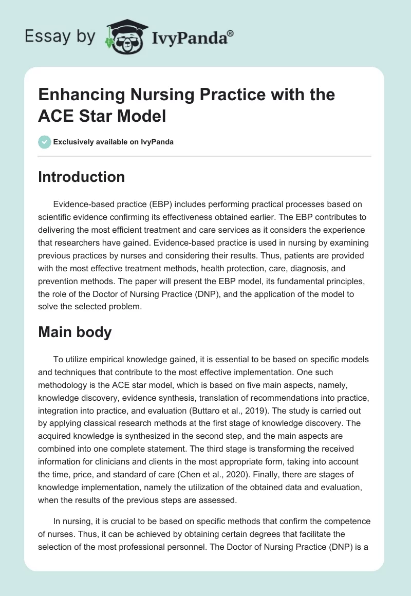 Enhancing Nursing Practice with the ACE Star Model. Page 1