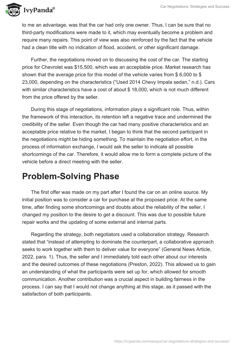 Car Negotiations: Strategies and Success. Page 2