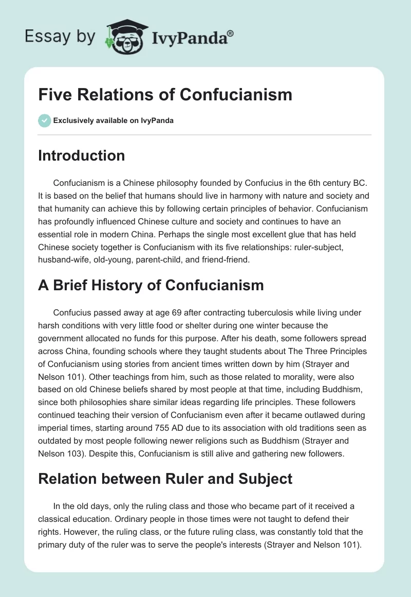 Five Relations of Confucianism. Page 1