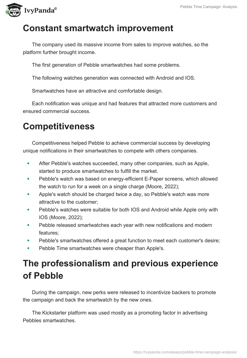 Pebble Time Campaign: Analysis. Page 2