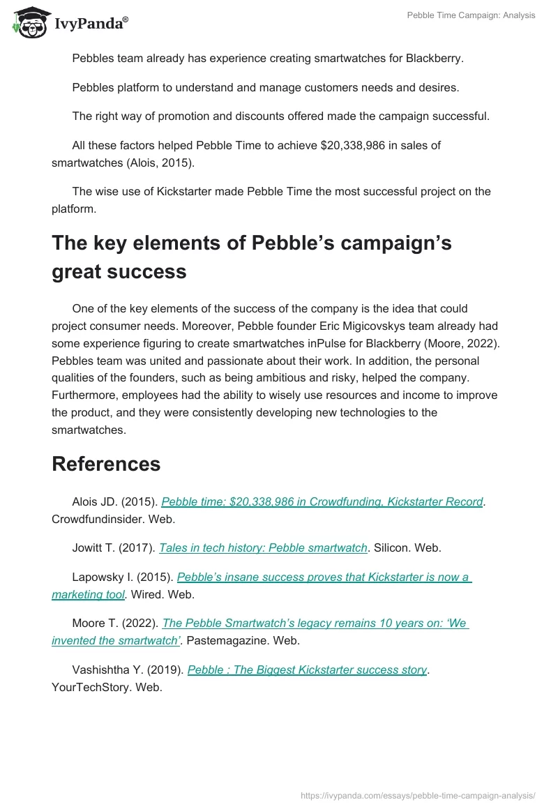 Pebble Time Campaign: Analysis. Page 3