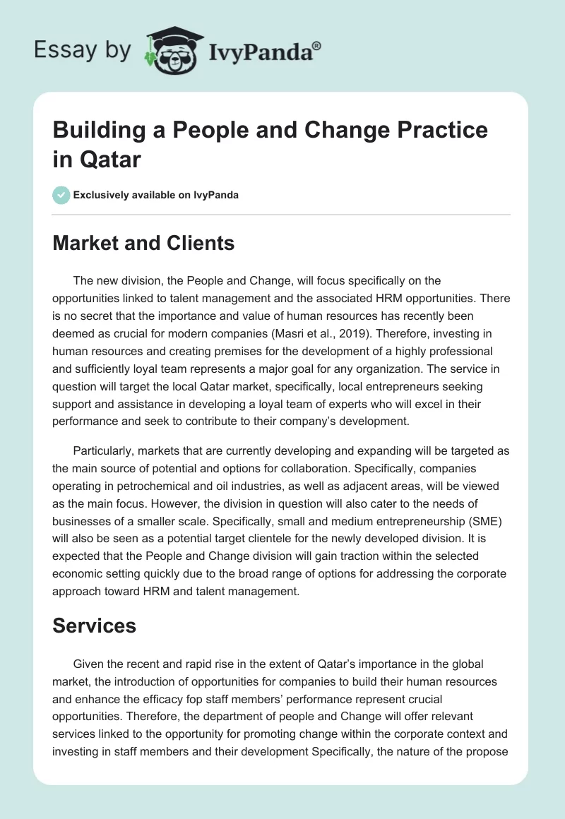 Building a People and Change Practice in Qatar. Page 1