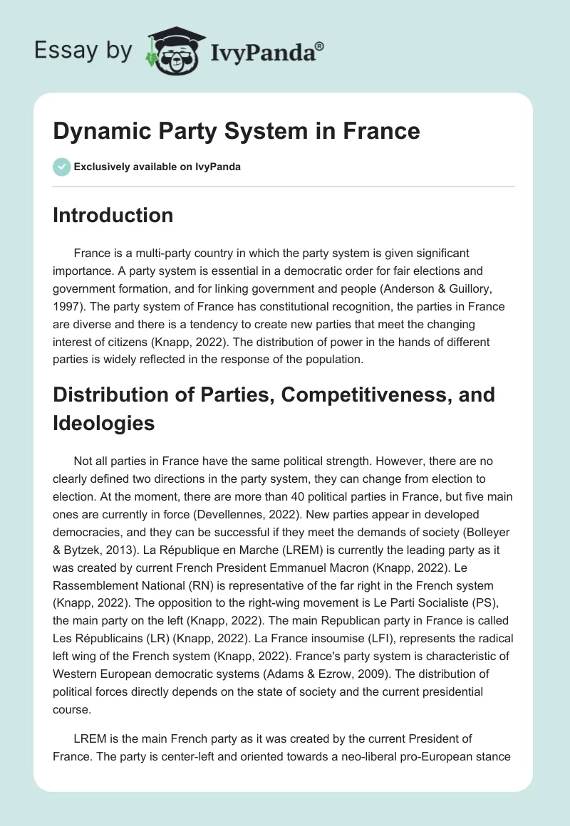 Dynamic Party System in France. Page 1