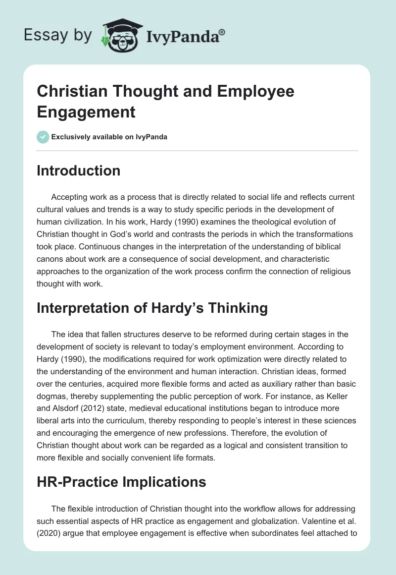 Christian Thought and Employee Engagement. Page 1
