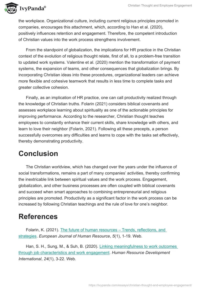 Christian Thought and Employee Engagement. Page 2