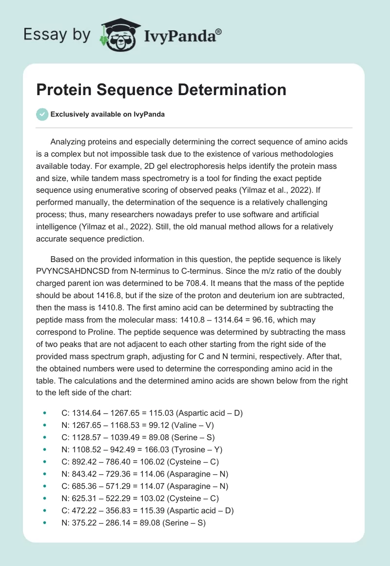 Protein Sequence Determination. Page 1