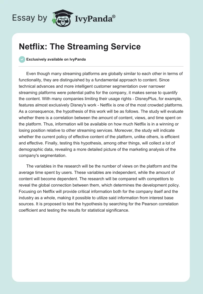 Netflix: The Streaming Service. Page 1