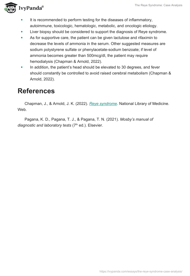The Reye Syndrome: Case Analysis. Page 2