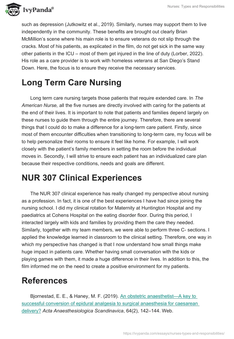 Nurses: Types and Responsibilities. Page 3