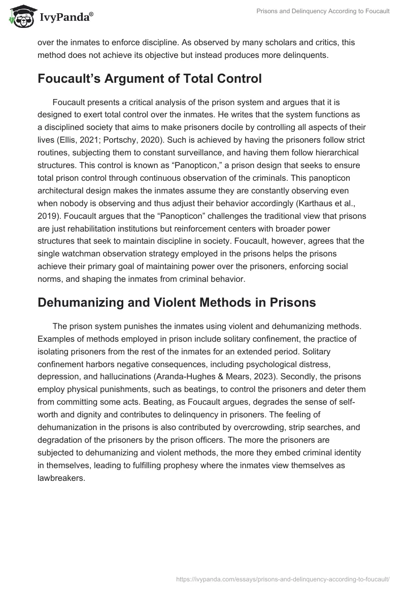 Prisons and Delinquency According to Foucault - 1996 Words | Essay Example