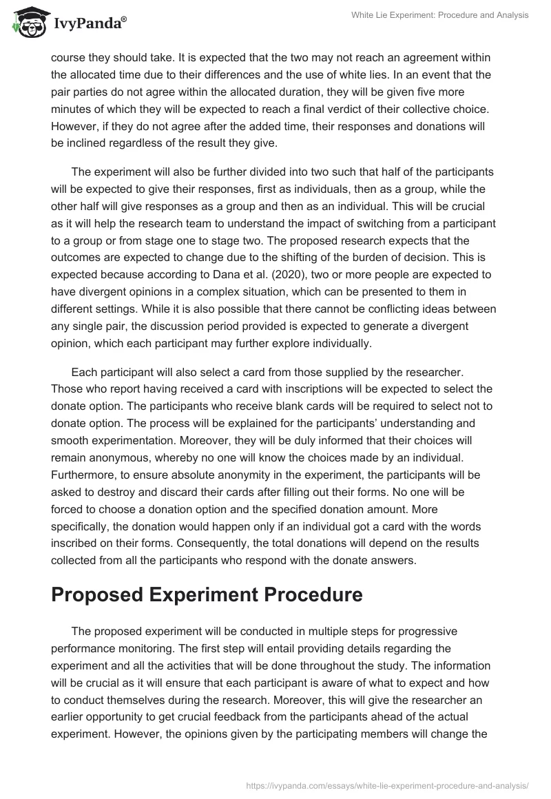 White Lie Experiment: Procedure and Analysis. Page 2