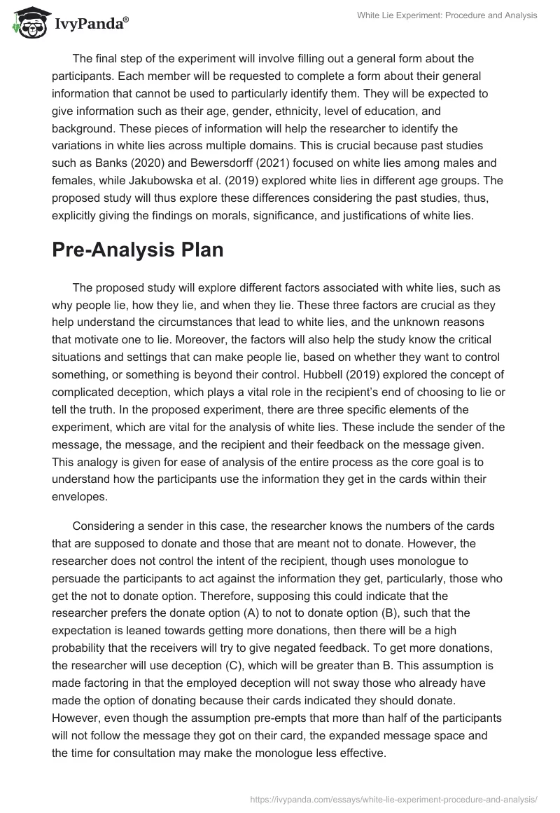 White Lie Experiment: Procedure and Analysis. Page 4