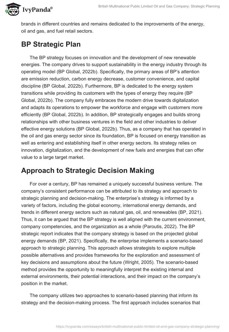 British Multinational Public Limited Oil and Gas Company: Strategic Planning. Page 2