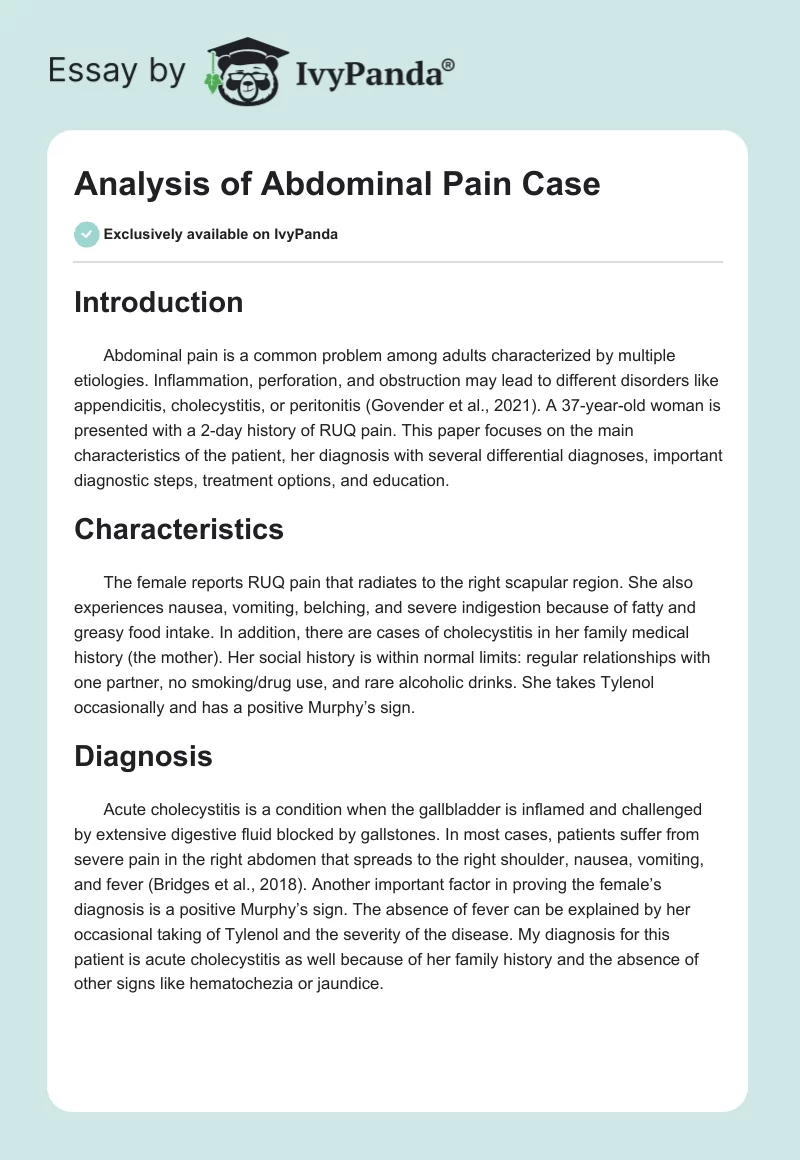 Analysis of Abdominal Pain Case. Page 1