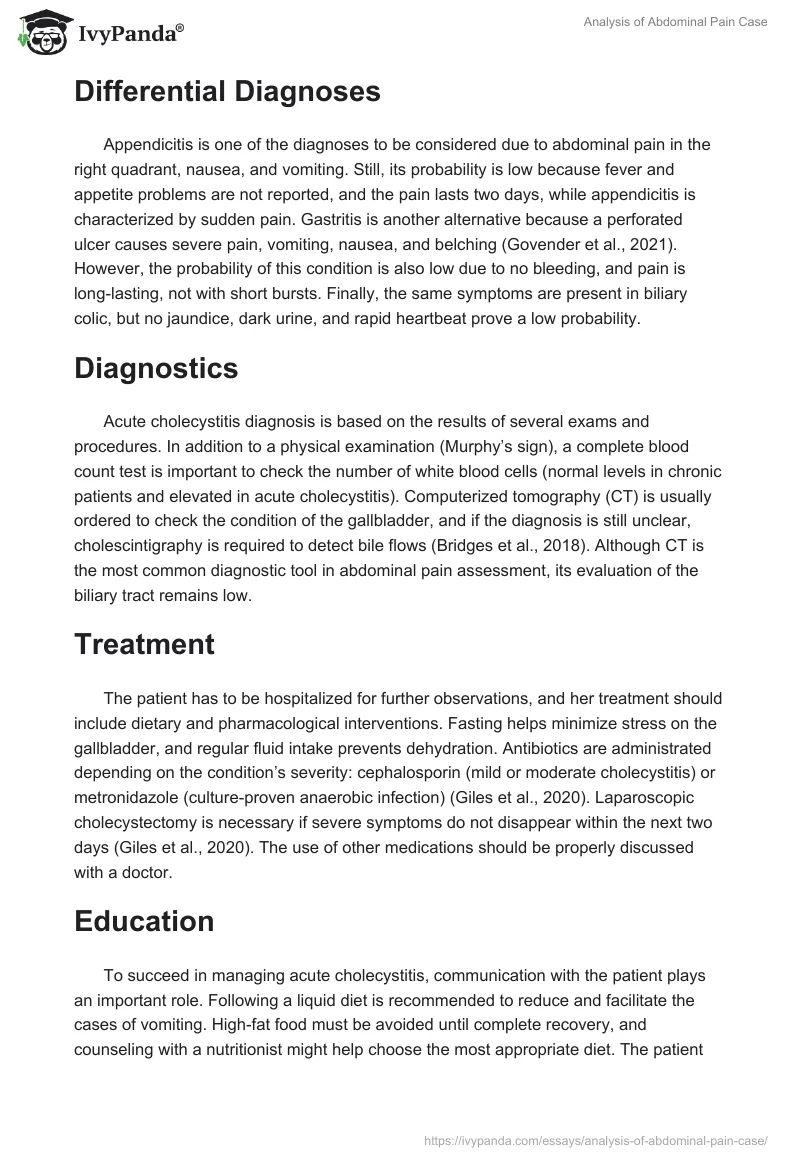 Analysis of Abdominal Pain Case. Page 2