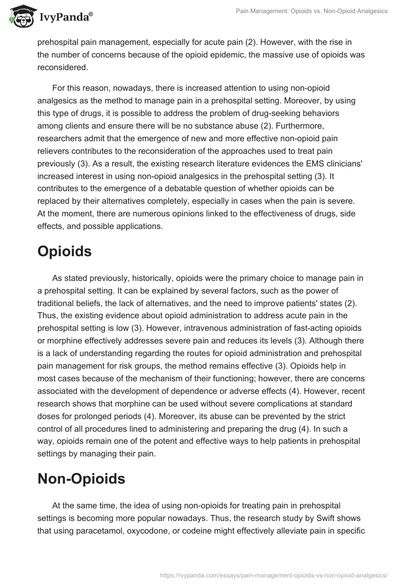 Pain Management: Opioids vs. Non-Opioid Analgesics. Page 2
