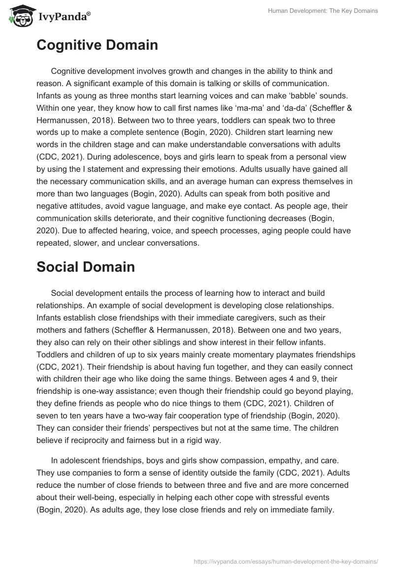 Human Development: The Key Domains. Page 2