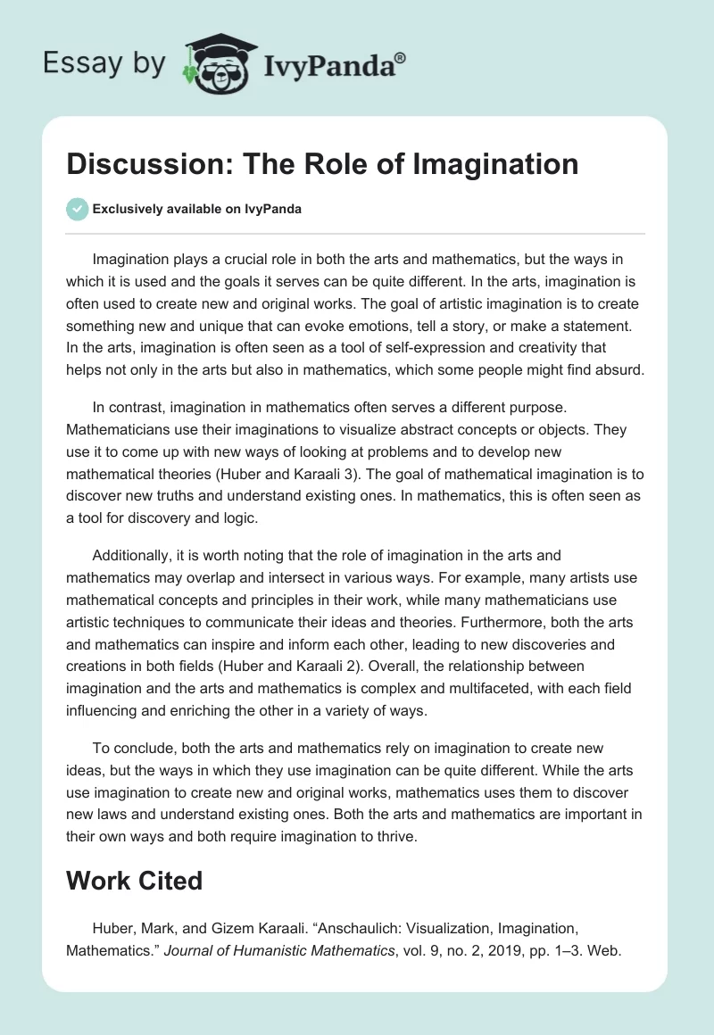 Discussion: The Role of Imagination. Page 1