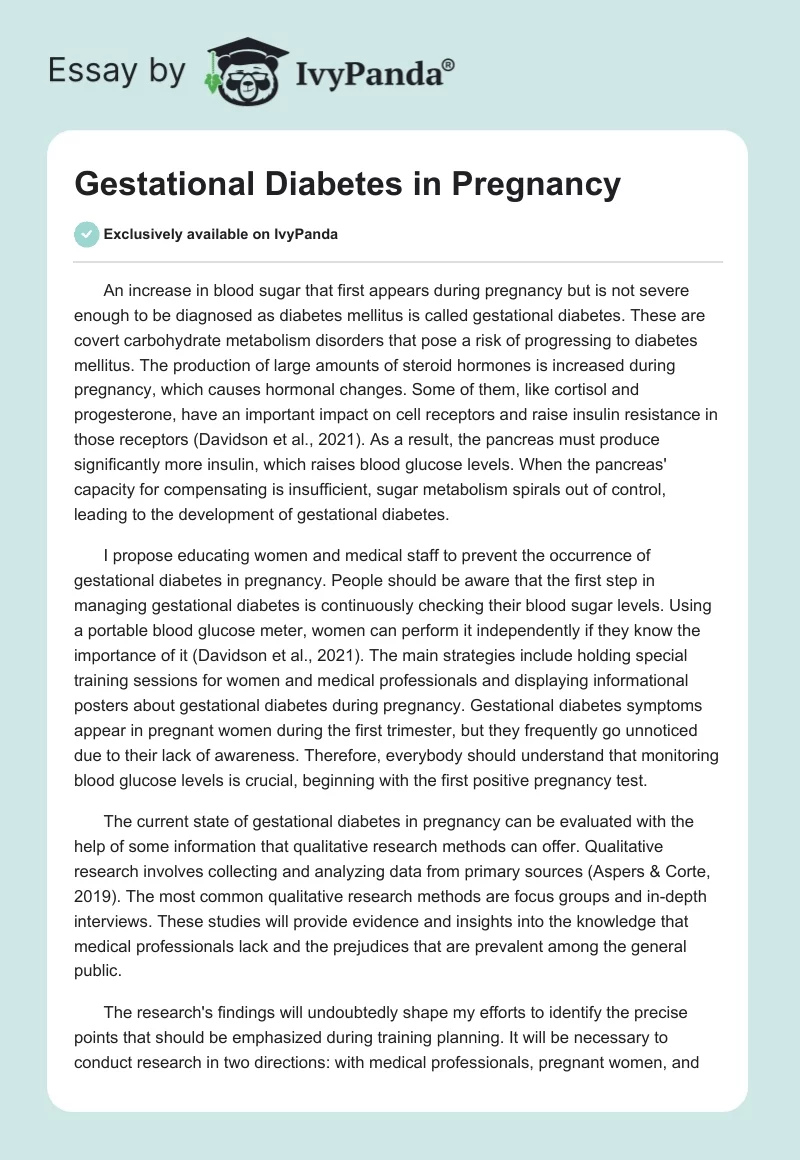 Gestational Diabetes in Pregnancy. Page 1
