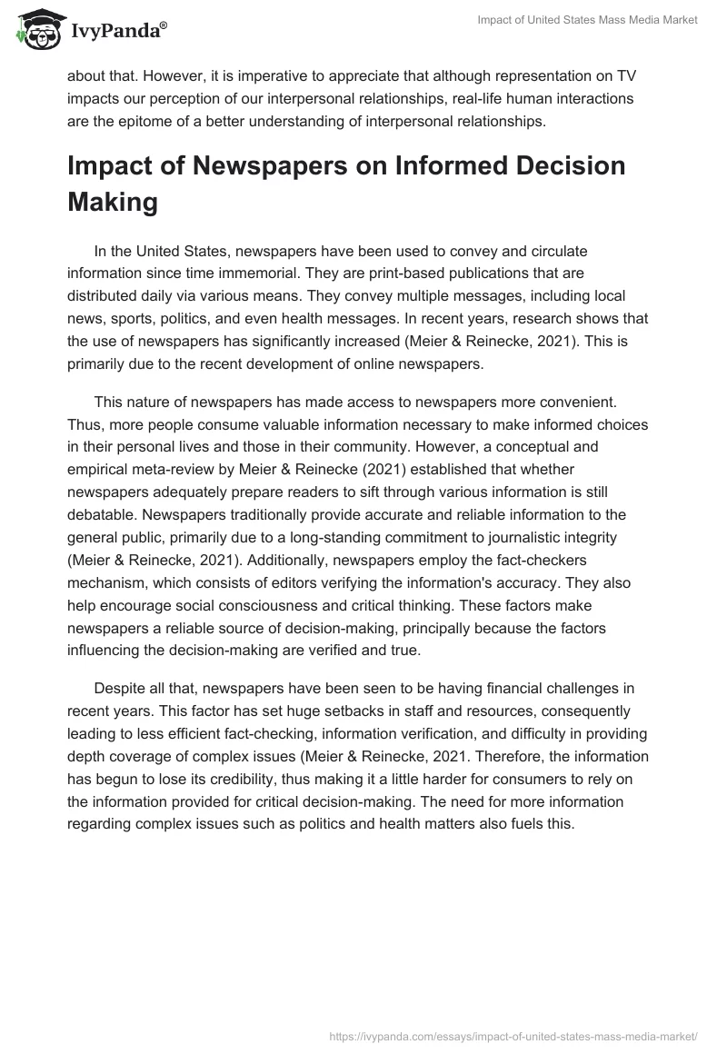 Impact of United States Mass Media Market. Page 3