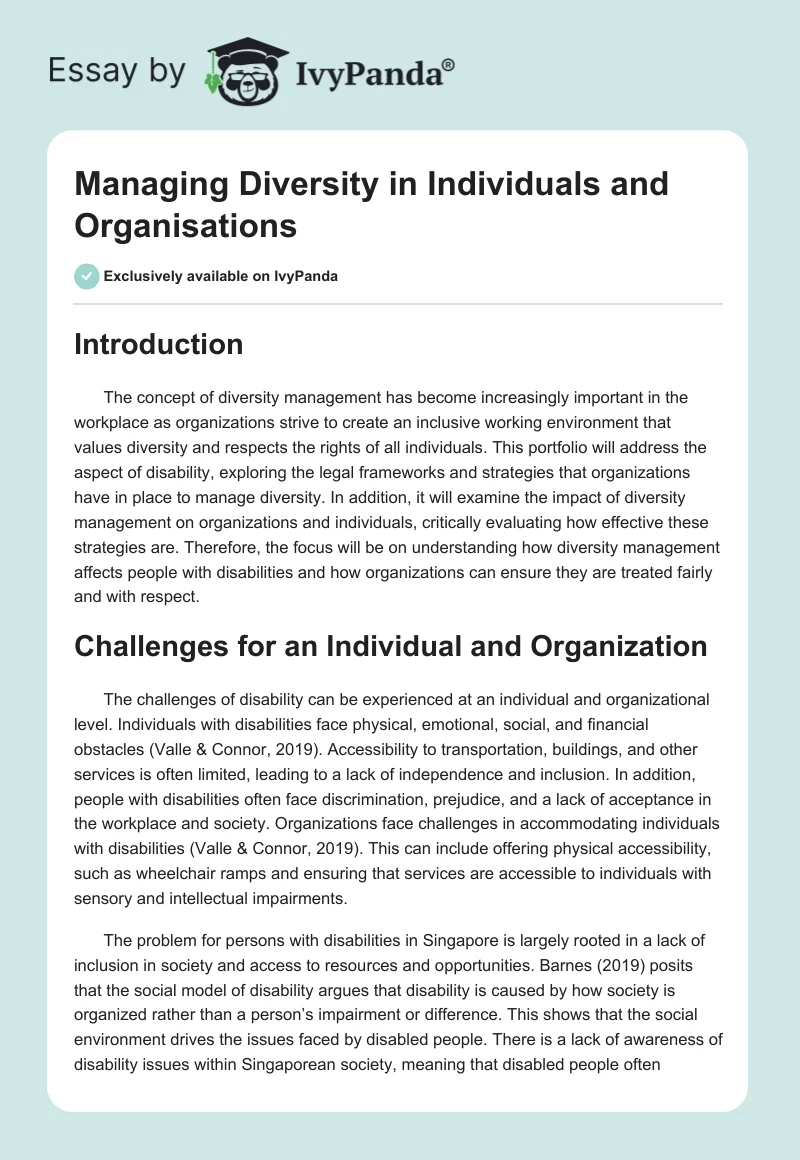 Managing Diversity in Individuals and Organisations. Page 1