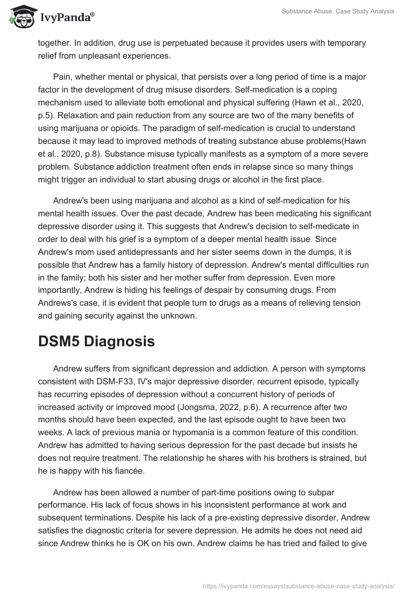 Substance Abuse: Case Study Analysis. Page 2