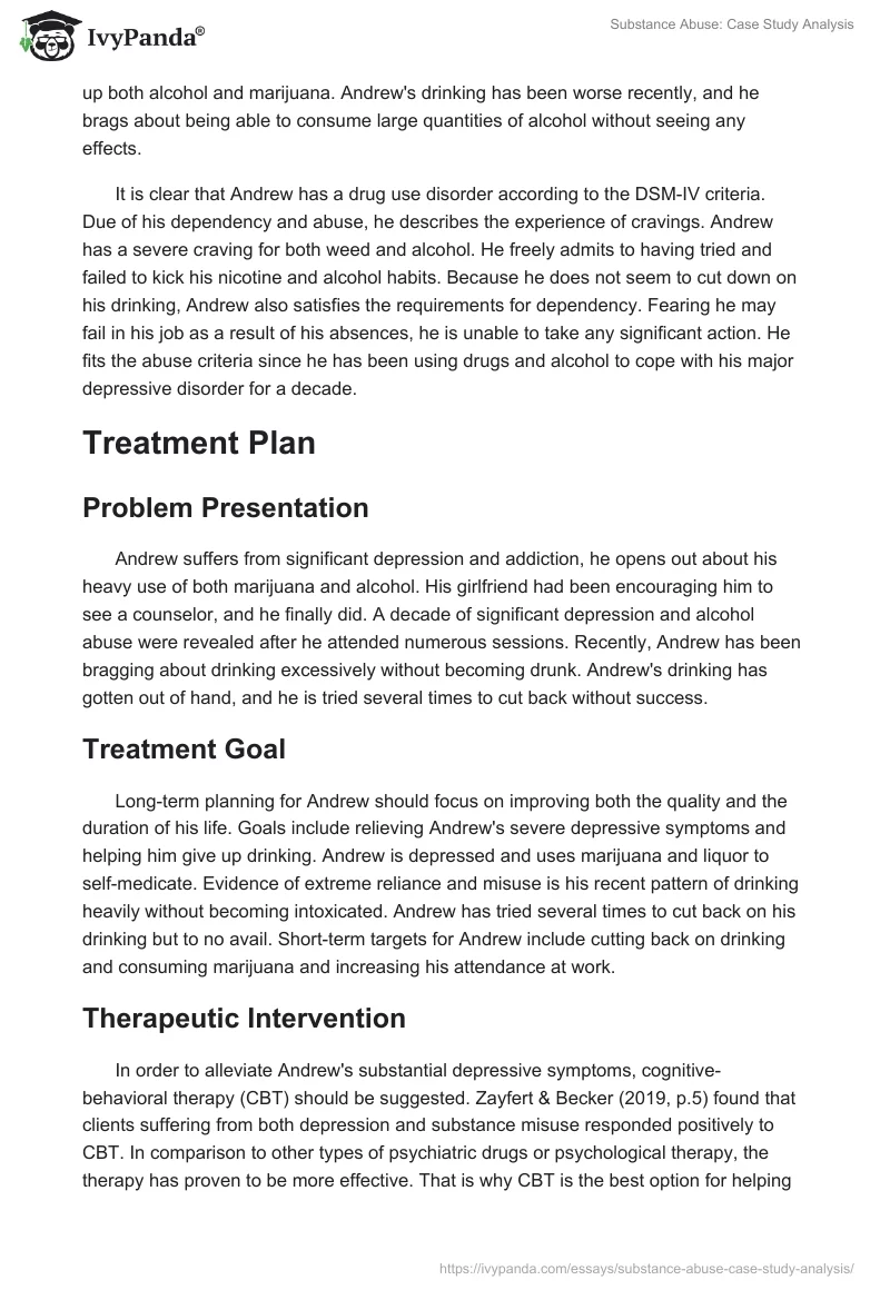 Substance Abuse: Case Study Analysis. Page 3
