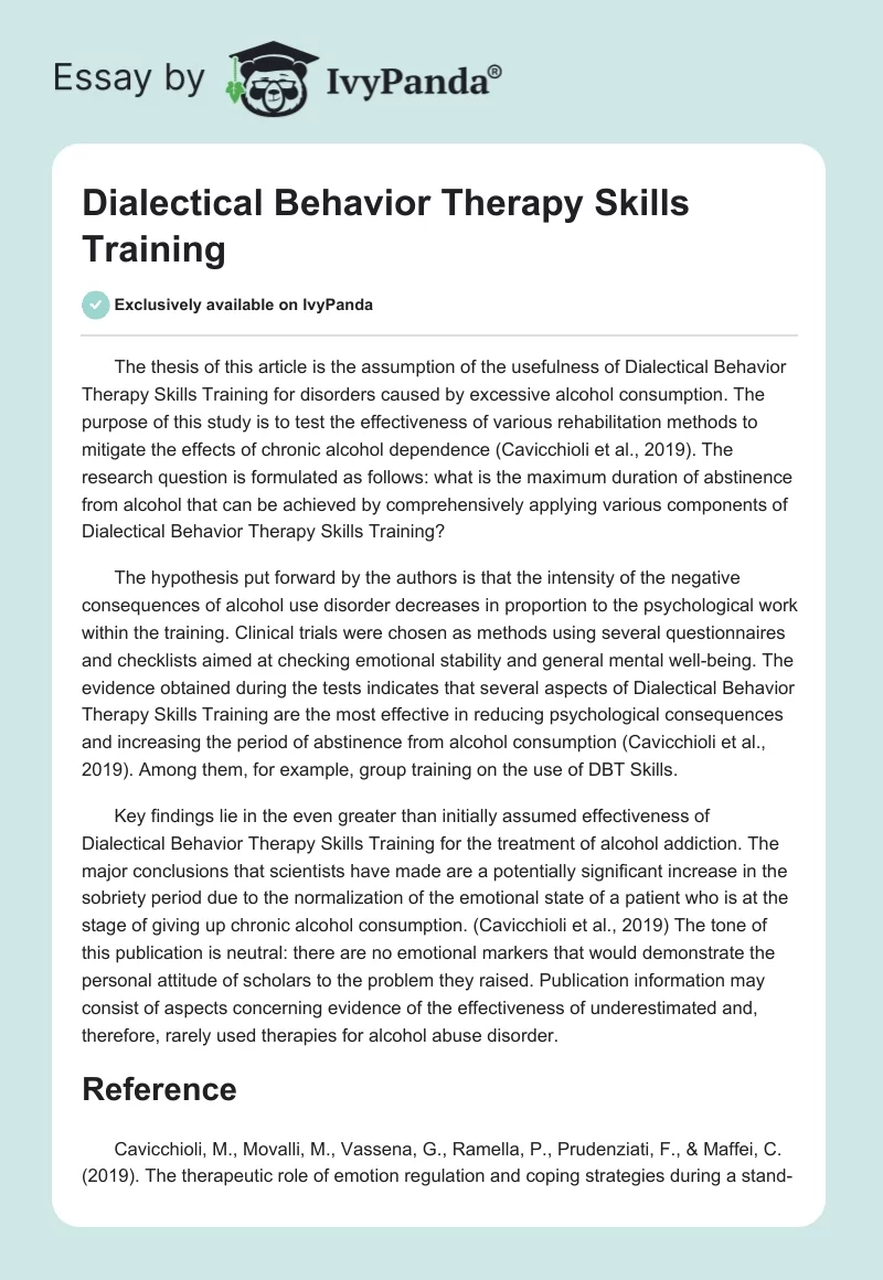 Dialectical Behavior Therapy Skills Training. Page 1