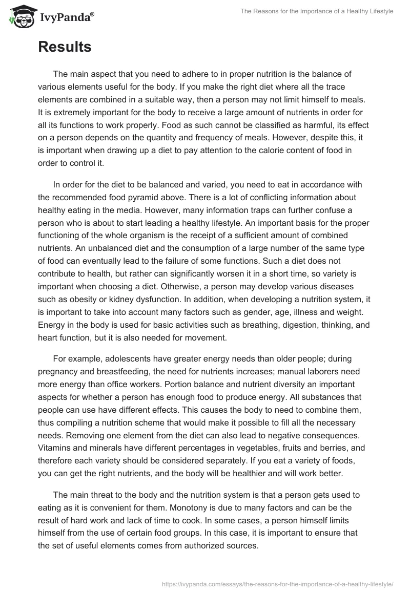 The Reasons for the Importance of a Healthy Lifestyle. Page 2