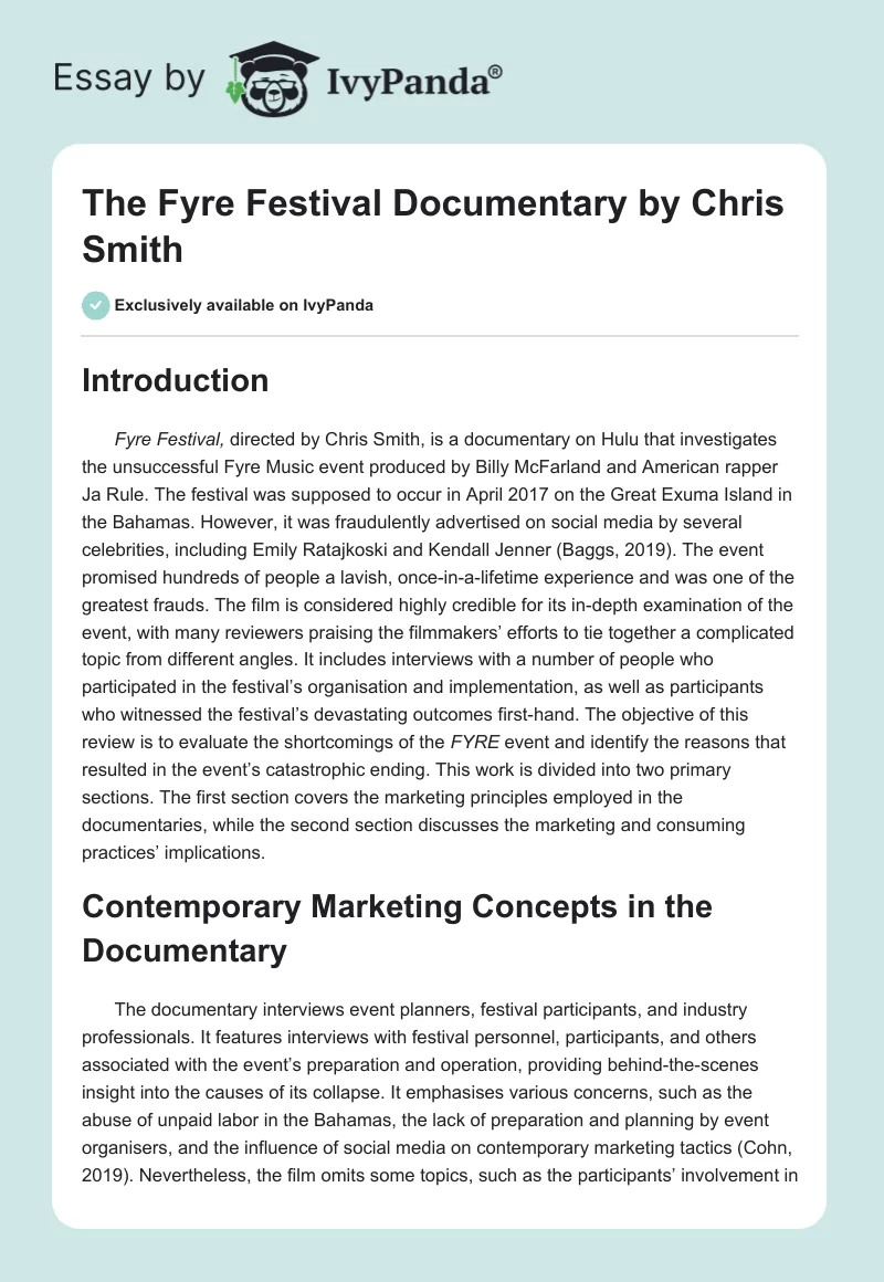 The "Fyre Festival" Documentary by Chris Smith. Page 1