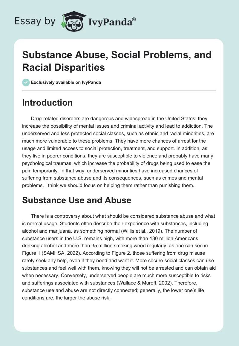 Substance Abuse, Social Problems, and Racial Disparities. Page 1