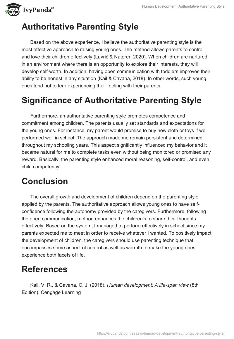 Human Development: Authoritative Parenting Style. Page 2