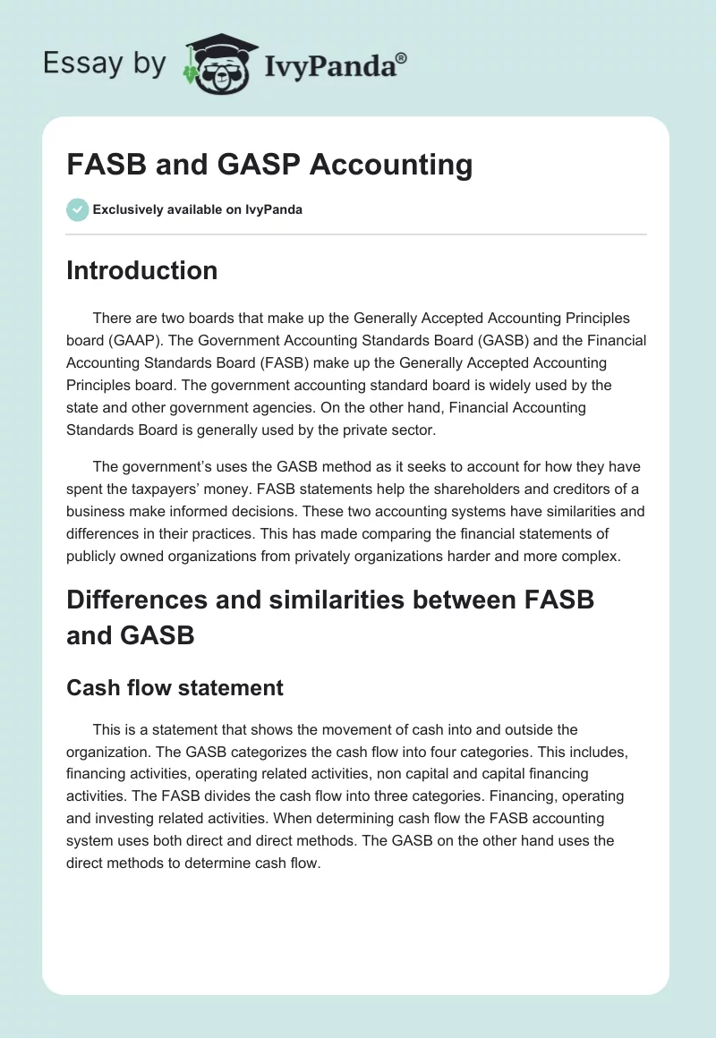 FASB and GASP Accounting. Page 1