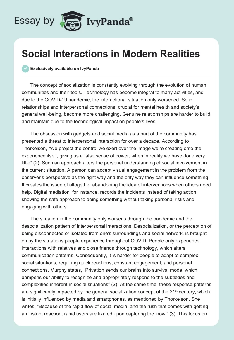 Social Interactions in Modern Realities. Page 1