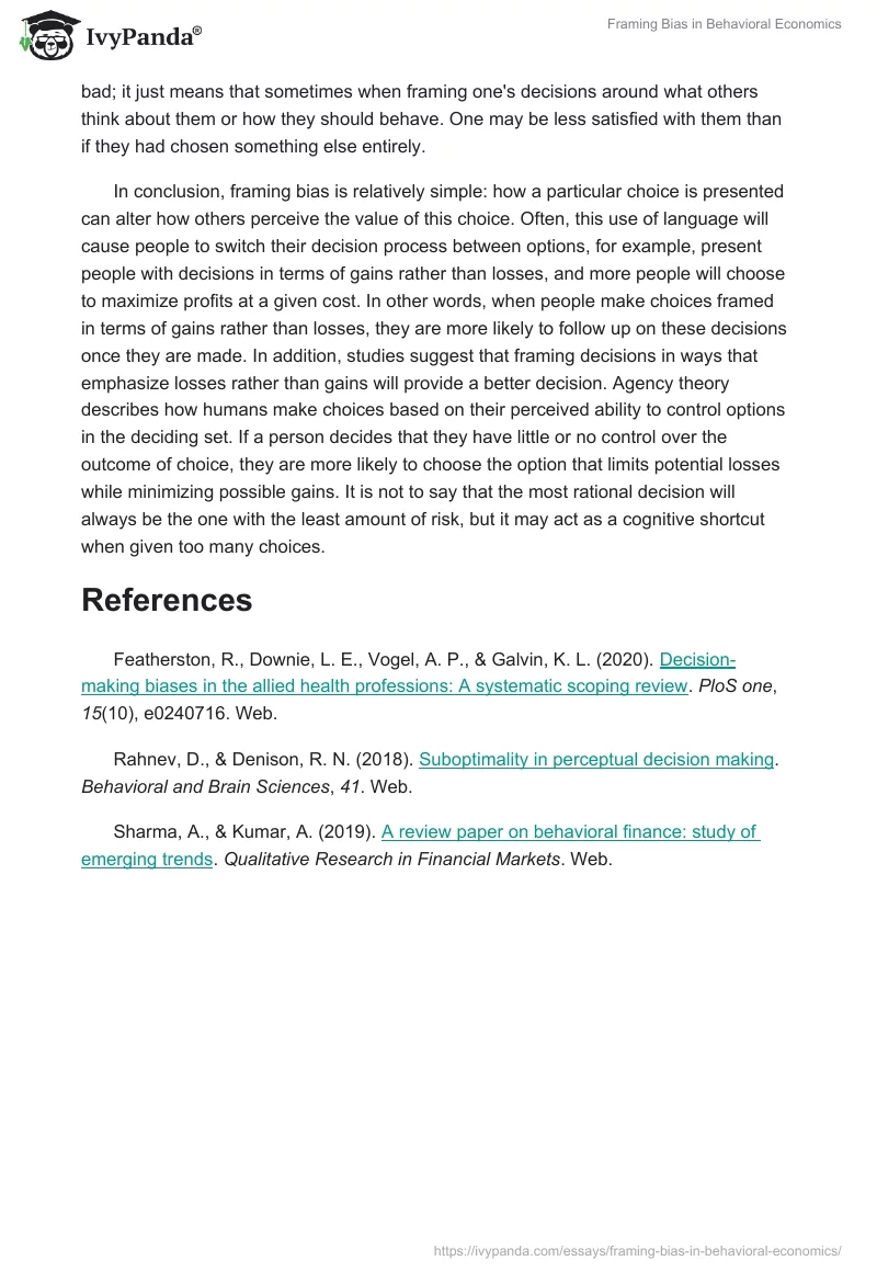 Framing Bias in Behavioral Economics. Page 2