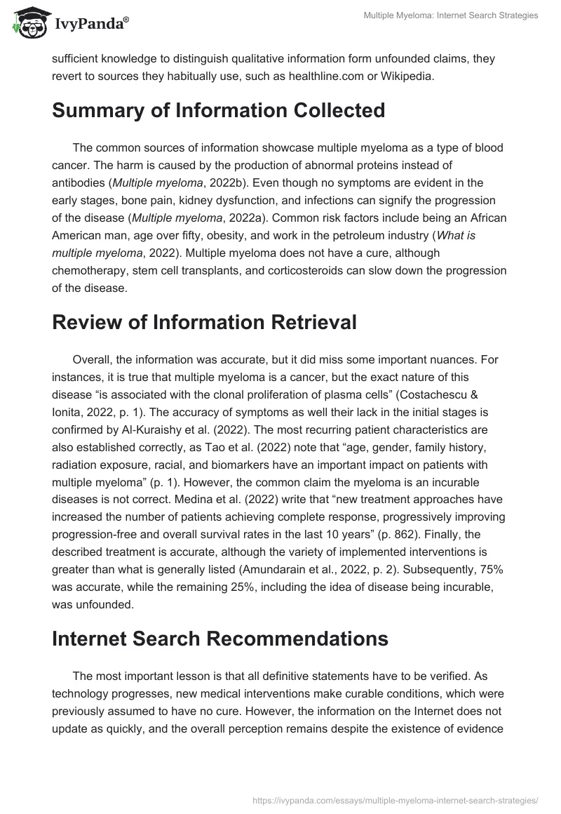 Multiple Myeloma: Internet Search Strategies. Page 2