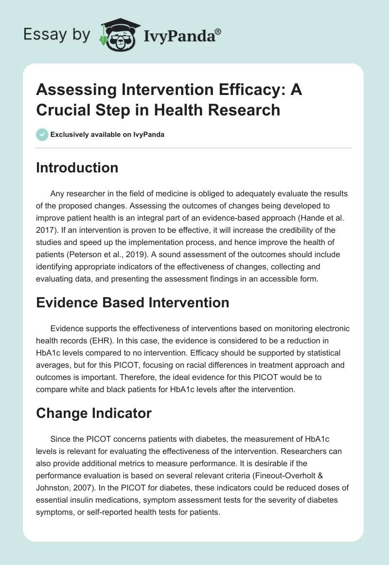 Assessing Intervention Efficacy: A Crucial Step in Health Research. Page 1