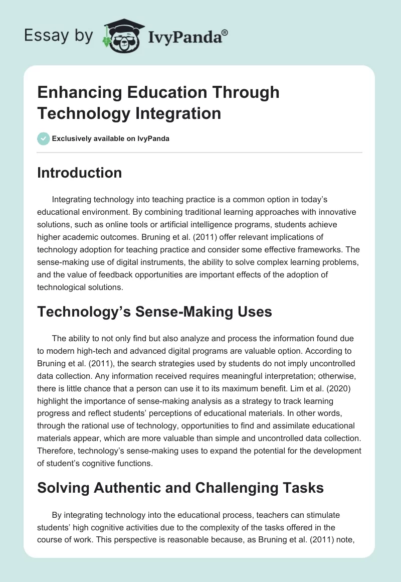 Enhancing Education Through Technology Integration. Page 1