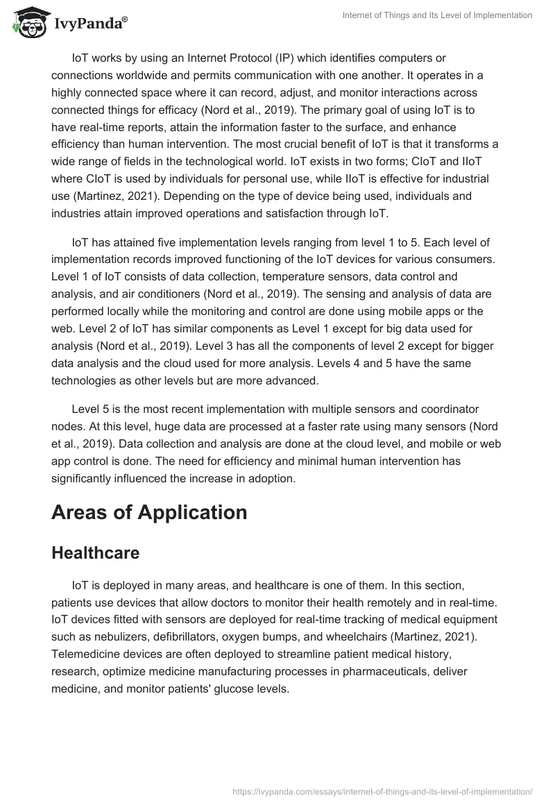 Internet of Things and Its Level of Implementation. Page 2
