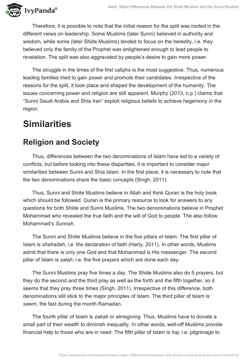 Islam: Major Differences Between the Shiite Muslims and the Sunni Muslims. Page 3