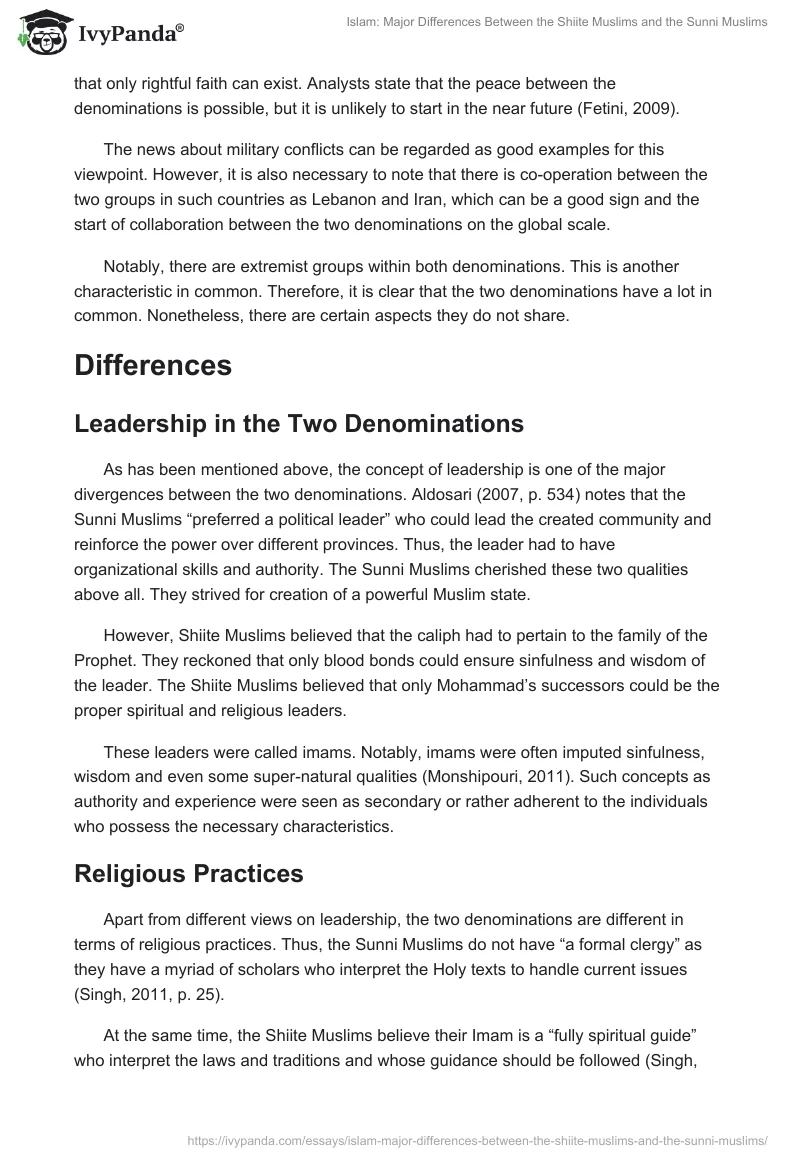 Islam: Major Differences Between the Shiite Muslims and the Sunni Muslims. Page 5