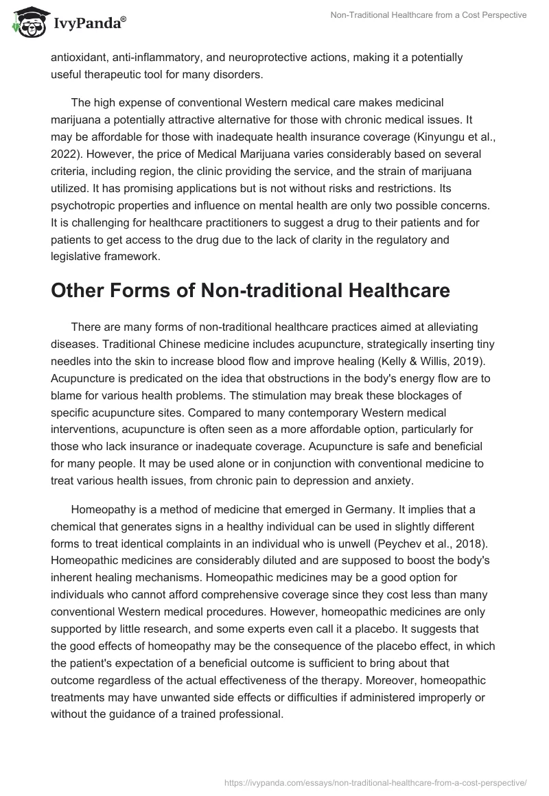 Non-Traditional Healthcare from a Cost Perspective. Page 2