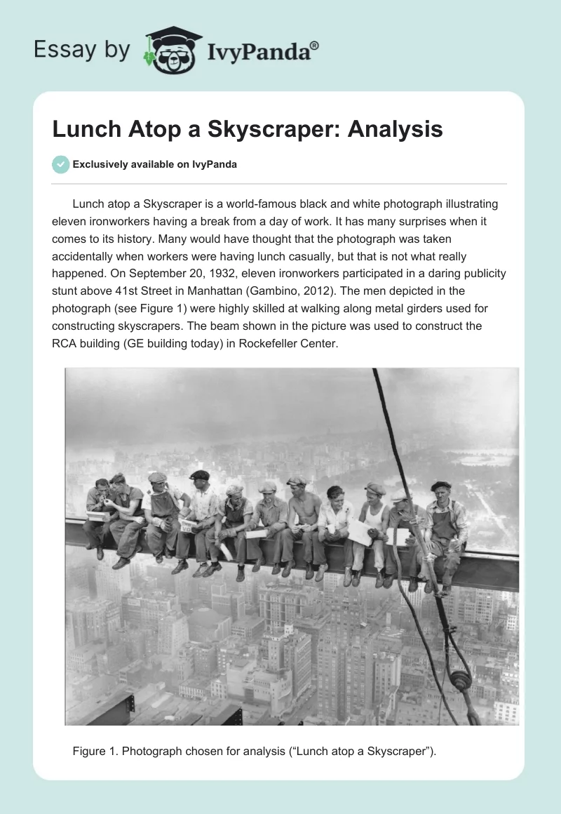 Lunch Atop a Skyscraper: Analysis. Page 1