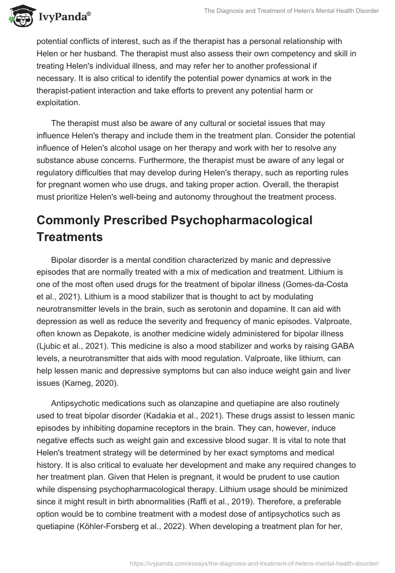 The Diagnosis and Treatment of Helen's Mental Health Disorder. Page 3